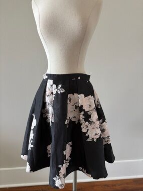 Sequin Hearts Black Circle Skirt with Blush Floral Print